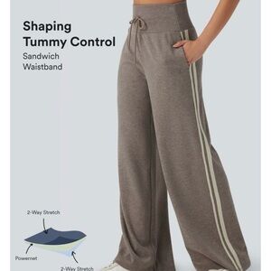 HALARA Ribbed high waisted Wide-Leg Pants with stripe